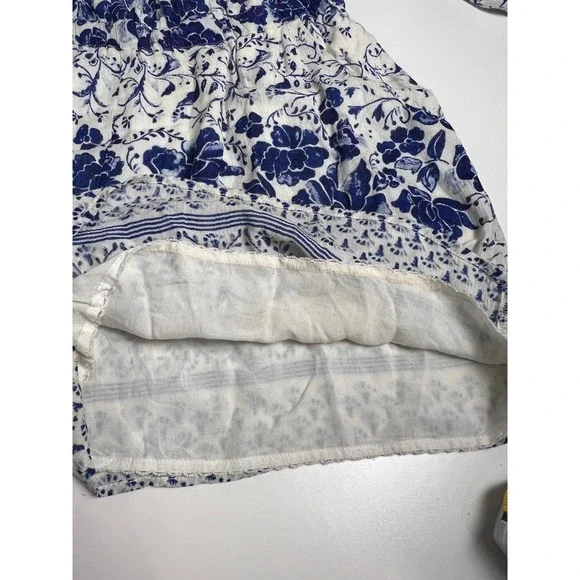 Anthropologie Clemente Blue Floral Off Shoulder Smocked Romper Jumpsuit Women M - Picture 16 of 16